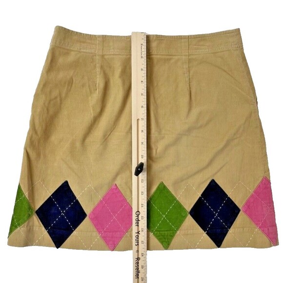 Lilly Pulitzer Women's Tan Petra Patched Argyle Corduroy Mini Skirt - Size 4 - Picture 5 of 6